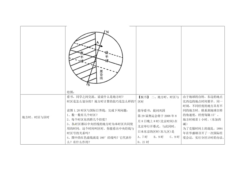 高一地理《地球运动的地理意义1》教学设计_第2页