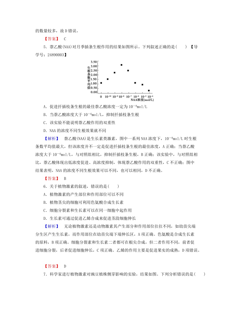 高中生物 第1章 植物生命活动的调节 第1节 植物激素调节学业分层测评 浙科版必修3_第3页