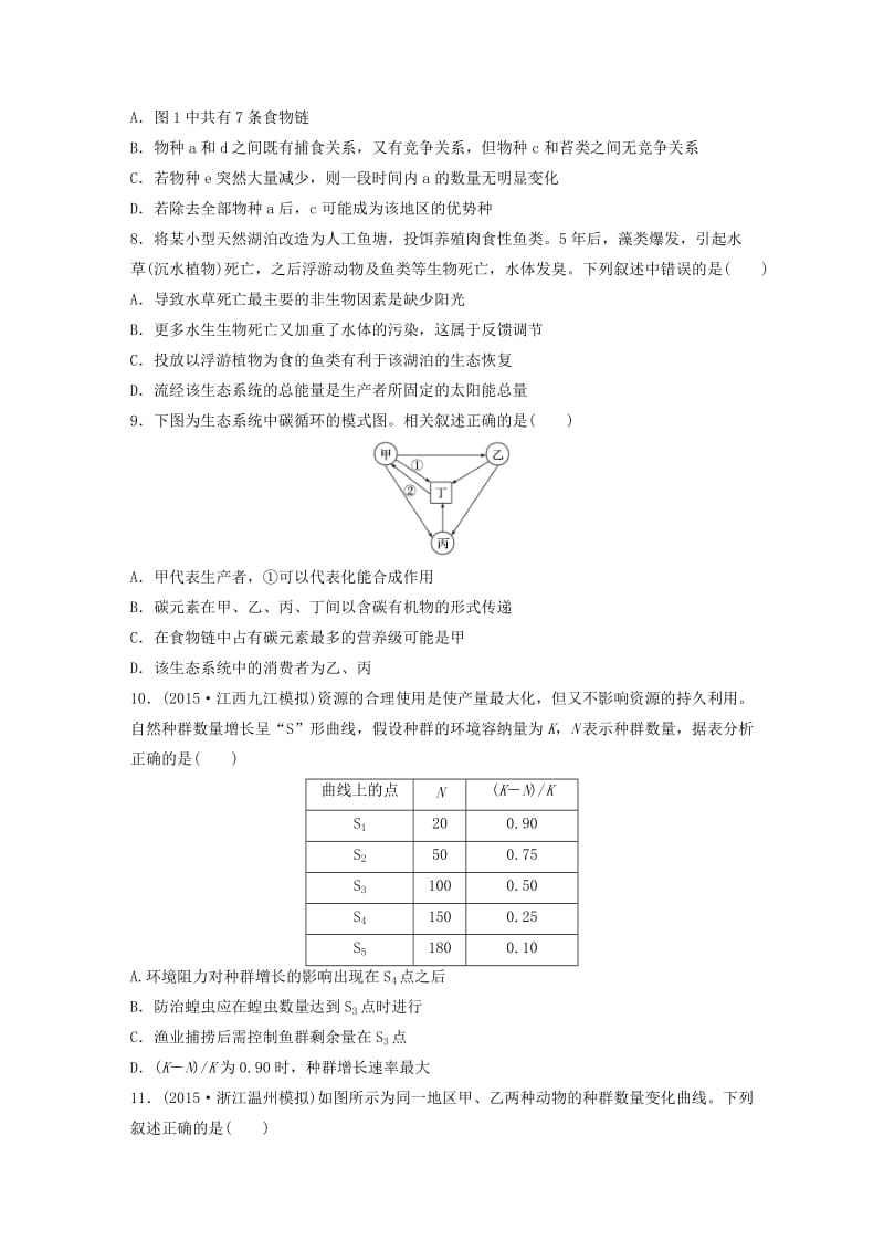 高考生物考前特训总复习 第二部分 加试30分特训 加试训练5 生态平衡与环保相关应用(A)_第3页