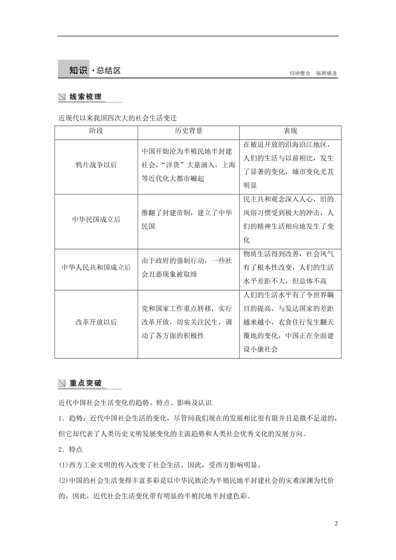 新2016-2017学年高中历史专题四中国近现代社会生活的变迁学案人民版必修2_第2页