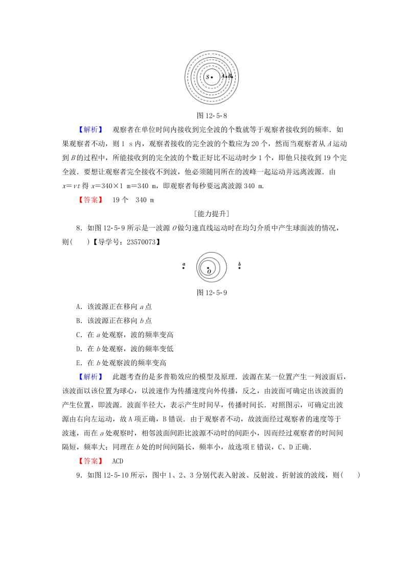 高中物理 第12章 机械波 5、6多普勒效应、惠更斯原理学业分层测评 新人教版_第3页