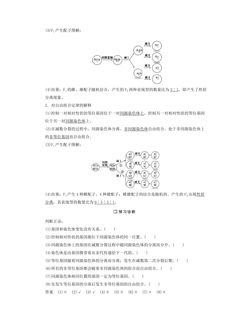 高中生物 第二章 第二节 遗传的染色体学说课时作业 浙科版必修2_第2页