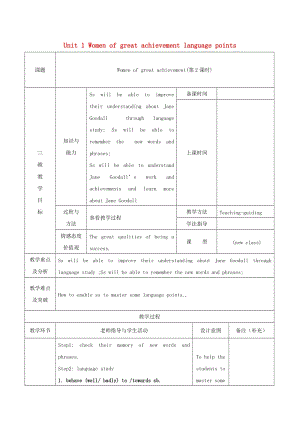 高中英語 Unit 1 Women of great achievement language points教案 新人教版必修4