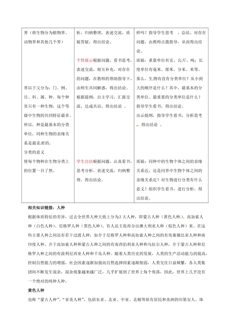 八年级生物上册 6_1_2 从种到界教案 （新版）新人教版 (2)_第2页