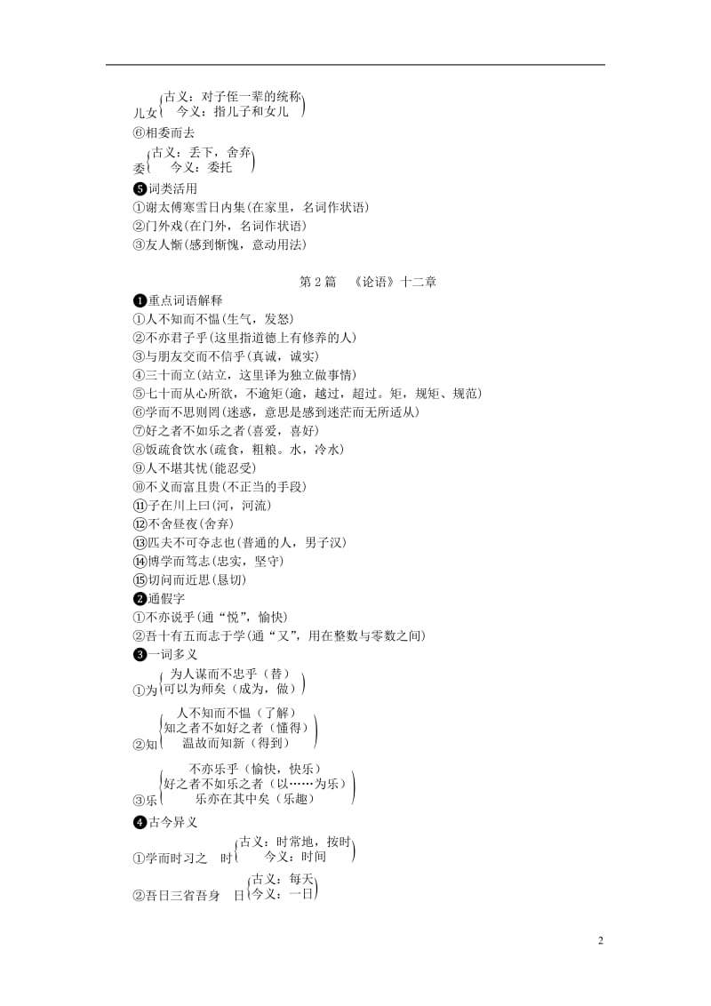 金华地区2017中考语文读记手册第3部分古诗文二课内文言文知识梳理_第2页