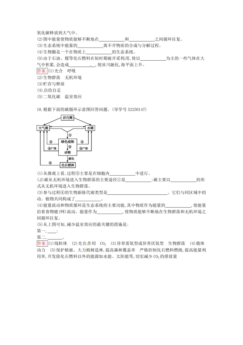 高中生物 5.3 生态系统的物质循环课时训练 新人教版必修3_第3页