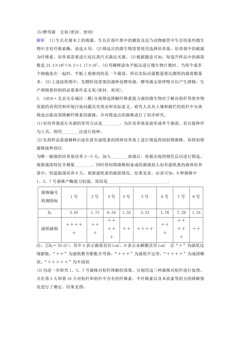 高三生物二轮复习 课时作业19 微生物的利用和生物技术在食品加工中的应用_第3页