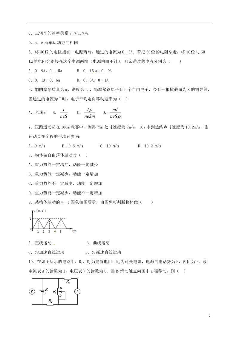 河北狮州中学2017届高三物理下学期周练试题1高补班_第2页