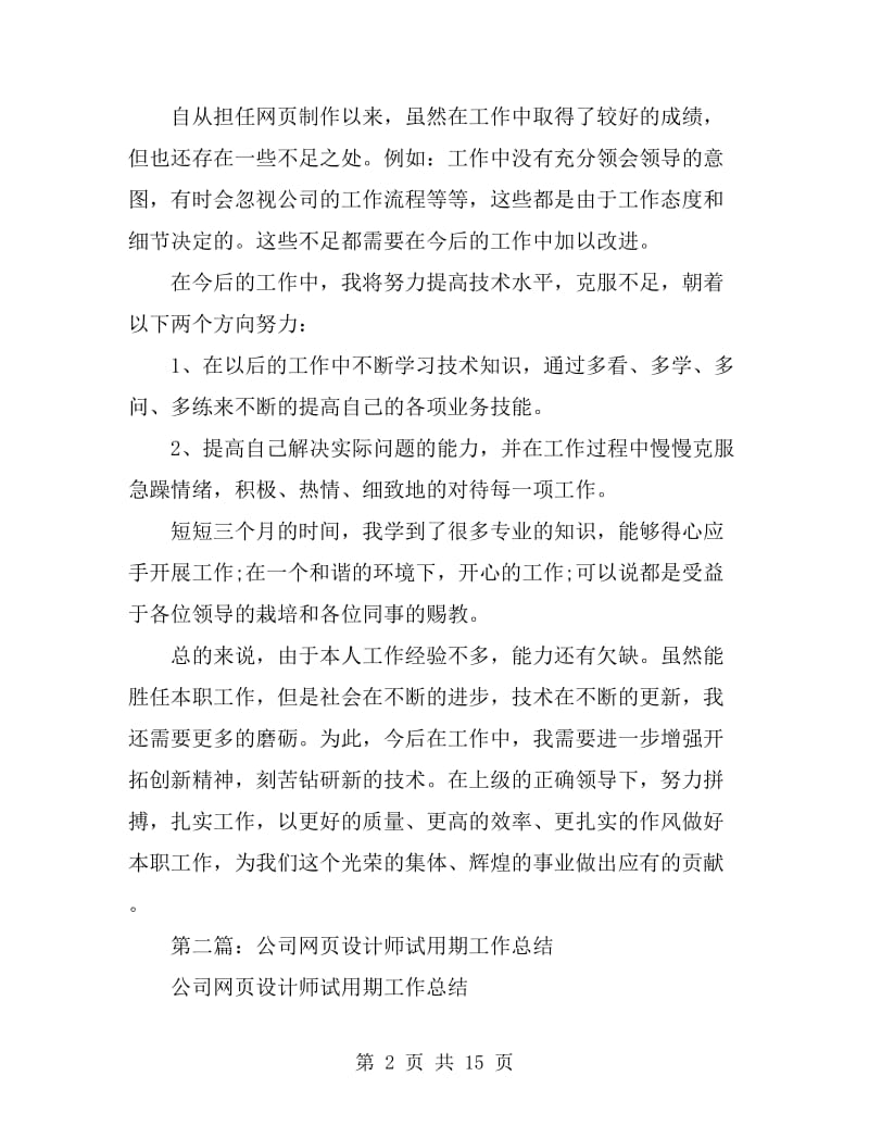 公司网页设计师个人工作总结(多篇)_第2页