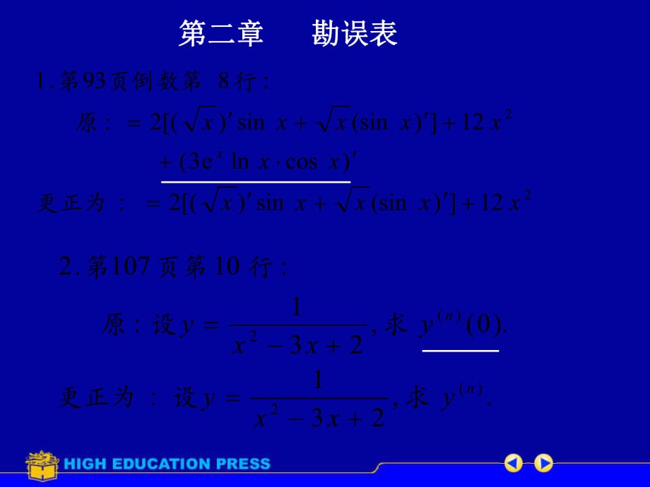 《高數(shù)教學(xué)課件》第二章勘誤表_第1頁