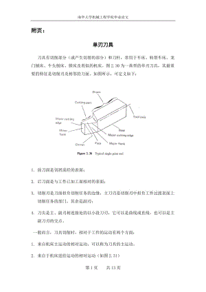 【機械類畢業(yè)論文中英文對照文獻翻譯】單刃刀具