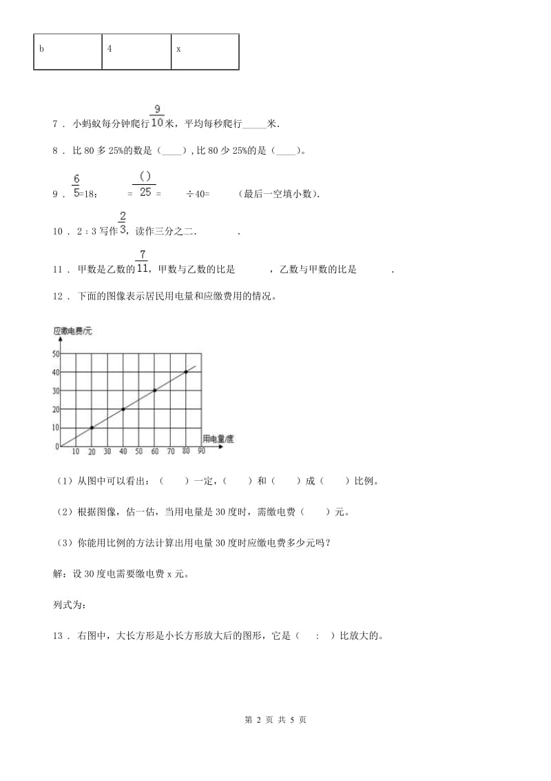 杭州市2019-2020学年数学六年级下册第六单元《正比例和反比例》单元测试卷D卷_第2页