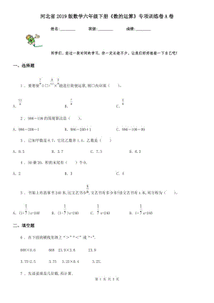 河北省2019版數(shù)學(xué)六年級下冊《數(shù)的運算》專項訓(xùn)練卷A卷