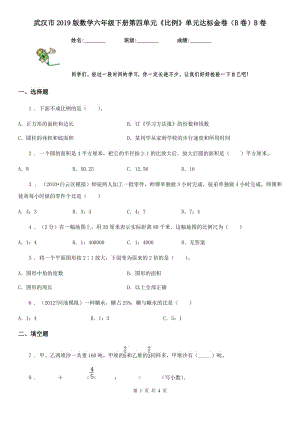 武汉市2019版数学六年级下册第四单元《比例》单元达标金卷（B卷）B卷