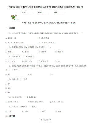 河北省2020年数学五年级上册期末专项复习《数的运算》专项训练卷（II）卷