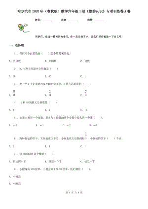 哈爾濱市2020年（春秋版）數(shù)學(xué)六年級下冊《數(shù)的認(rèn)識》專項訓(xùn)練卷A卷