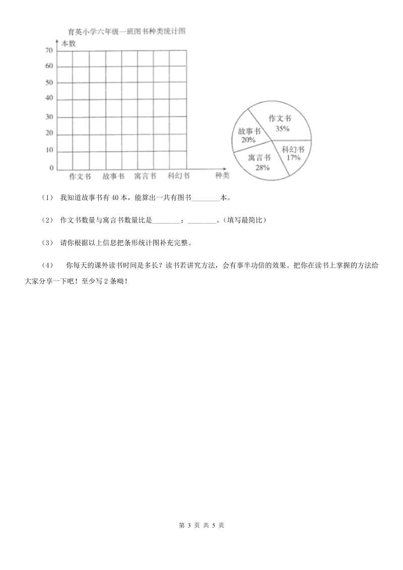 人教版数学六年级上册 第七单元第一课时认识扇形统计图 同步测试（II）卷_第3页