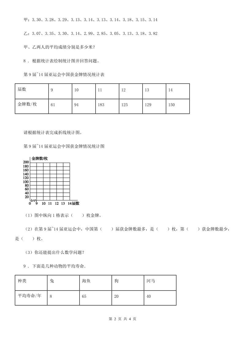 兰州市2019-2020年度数学四年级下册第六单元《数据的表示和分析》单元测试卷（II）卷_第2页