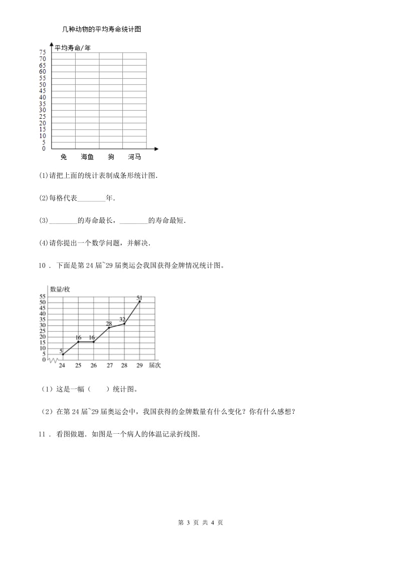 兰州市2019-2020年度数学四年级下册第六单元《数据的表示和分析》单元测试卷（II）卷_第3页