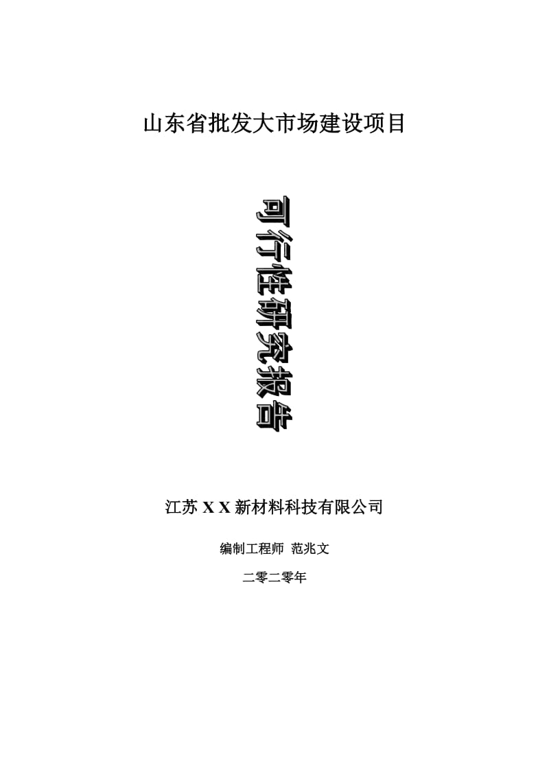 山东省批发大市场建设项目可行性研究报告-可修改模板案例_第1页