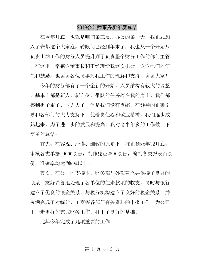 2019会计师事务所年度总结_第1页