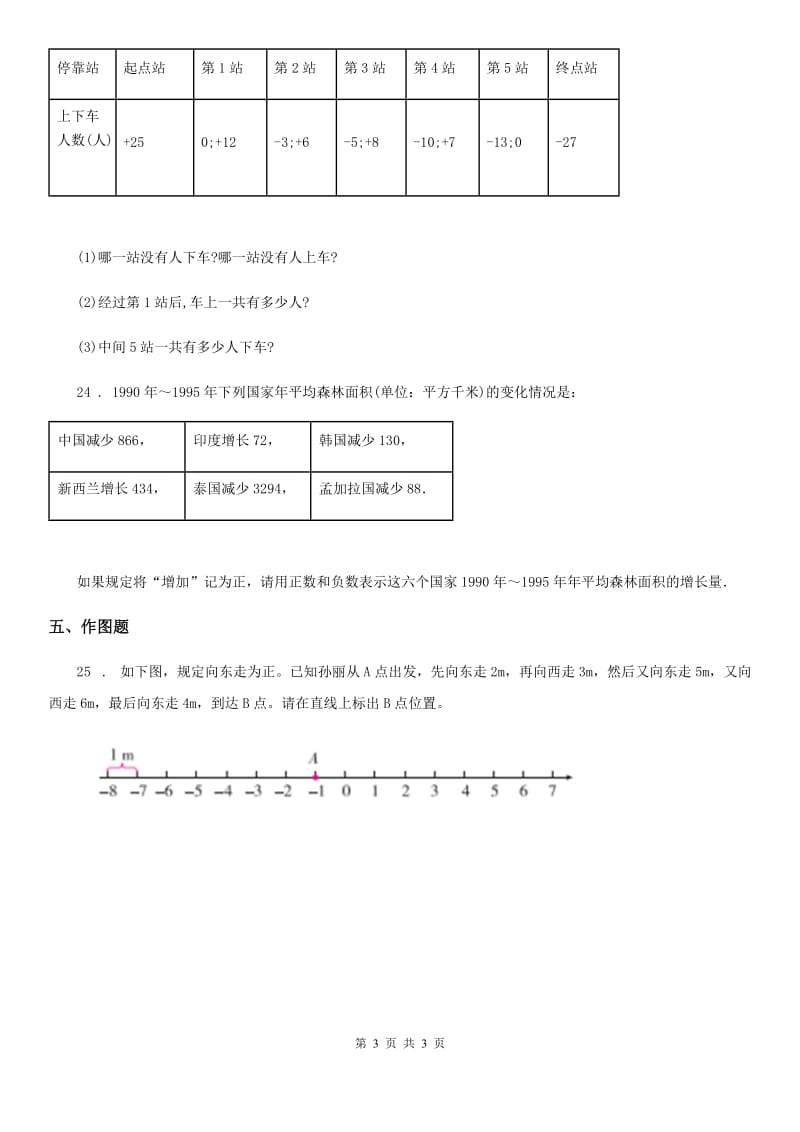 沈阳市2019-2020年度数学六年级下册第一单元《负数》单元测试卷A卷_第3页