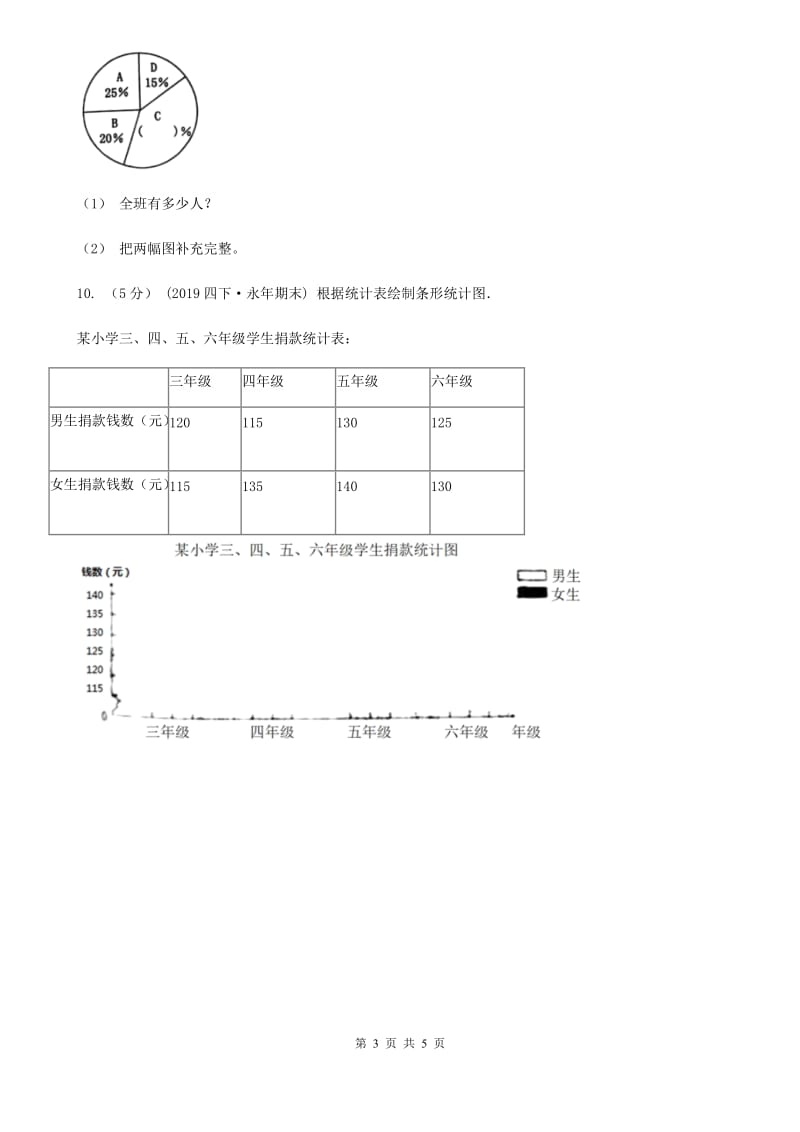 人教版数学六年级上册 第七单元第二课时选择合适的统计图 同步测试（I）卷_第3页