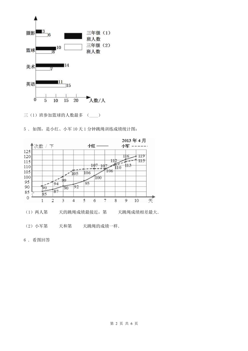 数学五年级下册第二单元《折线统计图》单元测试卷_第2页