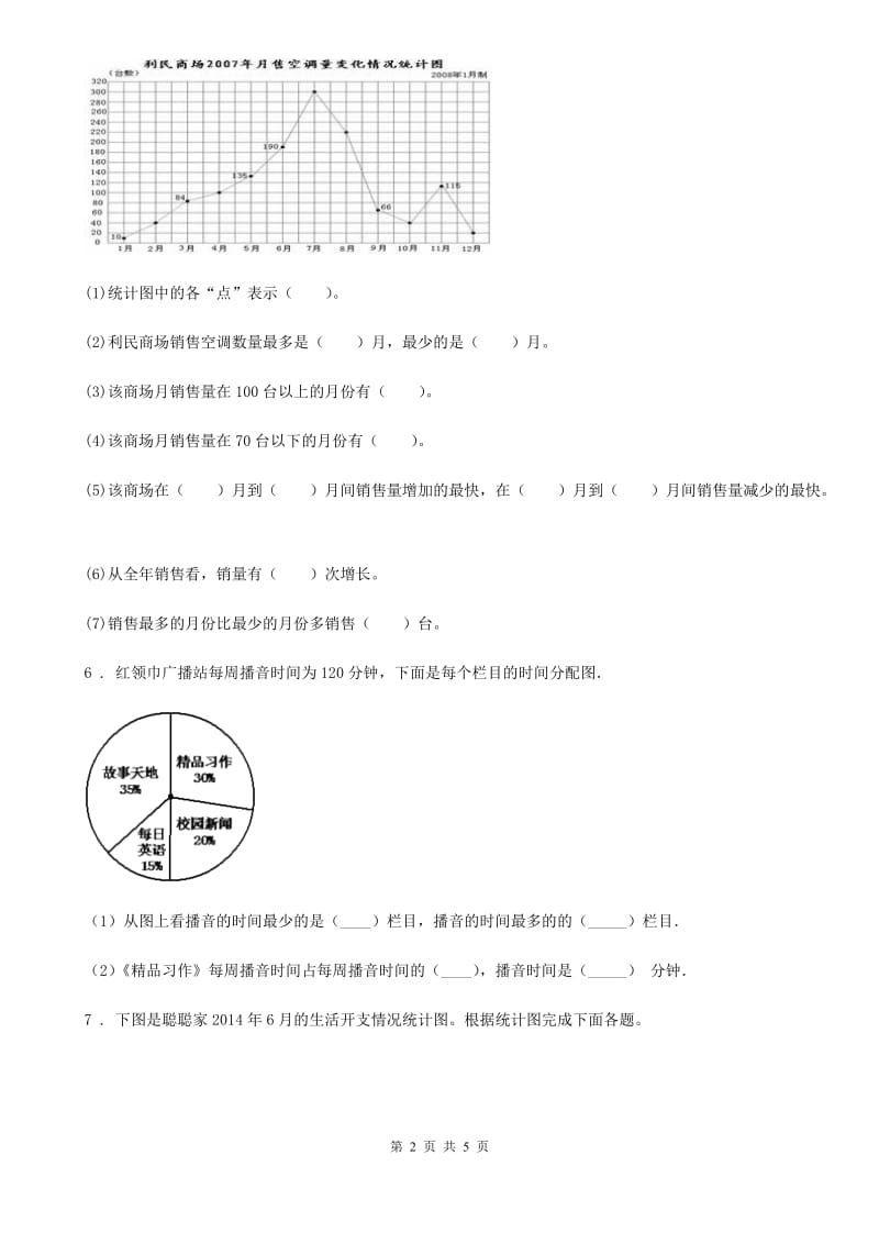 数学六年级上册第六单元《扇形统计图》单元测试卷_第2页