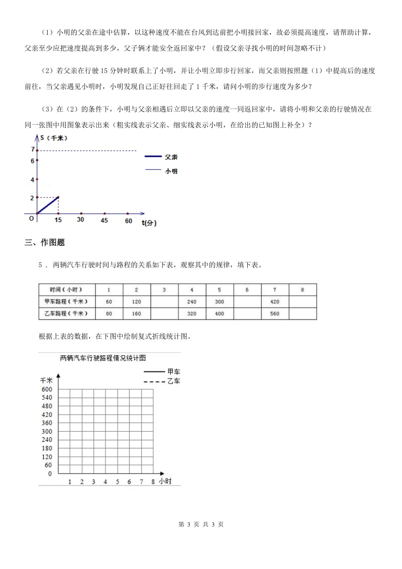 拉萨市2020版数学五年级下册6.1 折线统计图（1）练习卷A卷_第3页