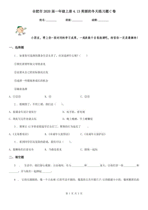 合肥市2020屆一年級(jí)上冊(cè)4.13美麗的冬天練習(xí)題C卷