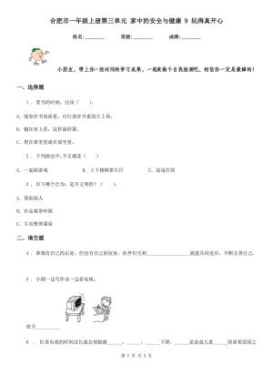 合肥市一年級(jí)上冊(cè)第三單元 家中的安全與健康 9 玩得真開心