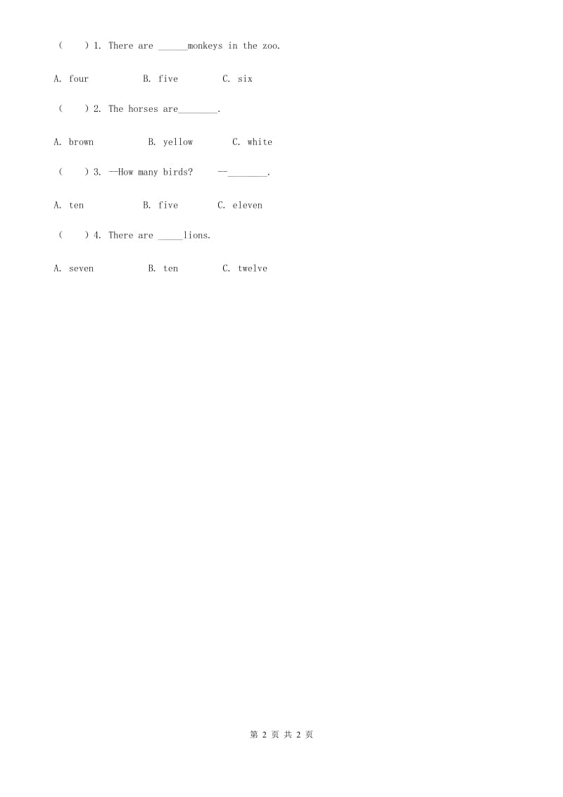 辽宁省2019-2020学年英语五年级上册 Module 4 Unit 10 专项训练：阅读（II）卷_第2页