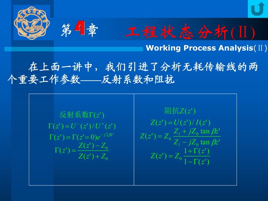 微波技术基础PPT课件第一部分传输线理论Ch04工作状态分析(II)_第1页