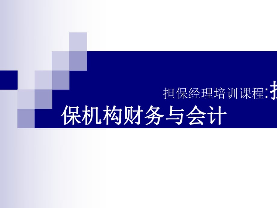 担保经理培训课程：担保机构财务与会计_第1页