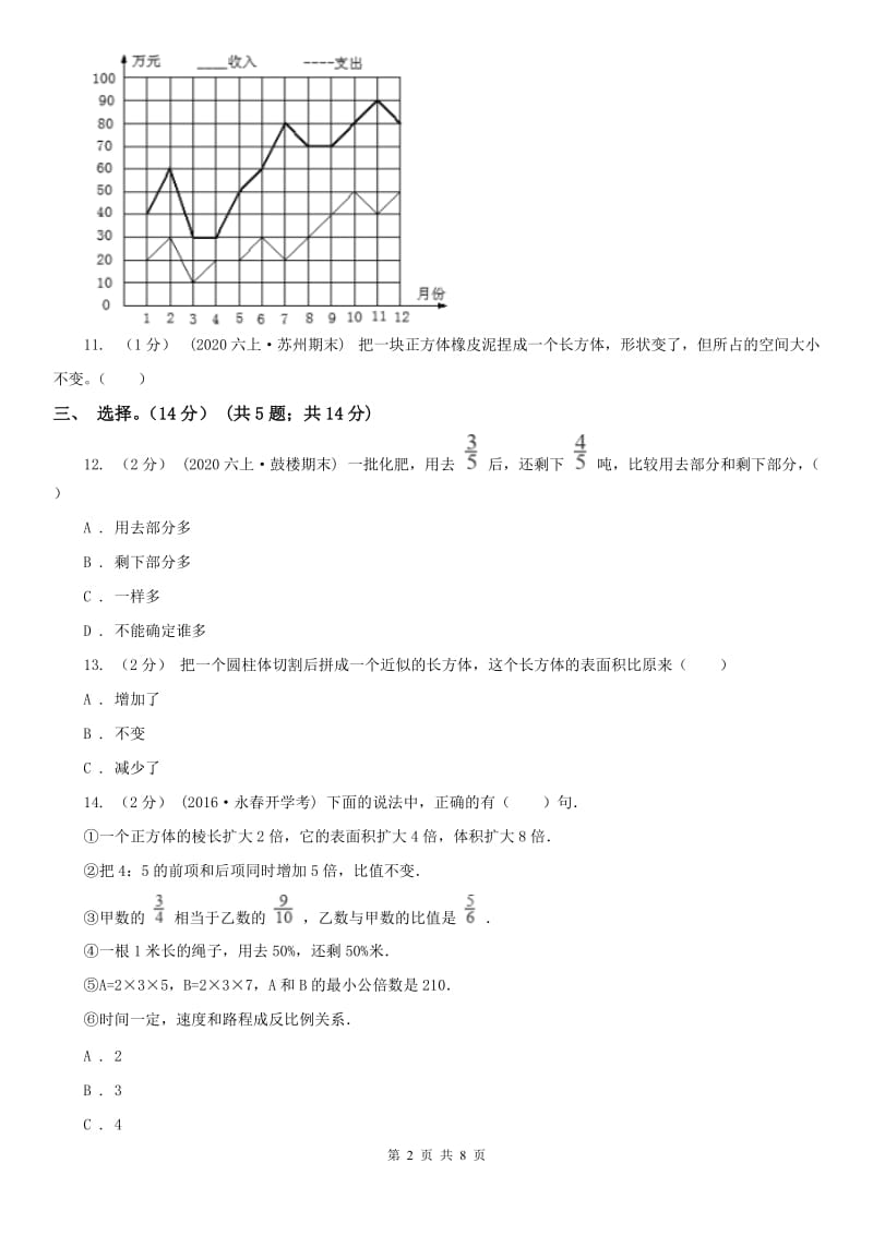 辽宁省2020年五年级下册数学期末冲刺卷（二）D卷_第2页