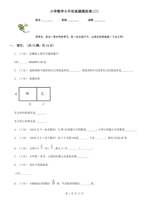 小學數(shù)學小升初真題模擬卷(三)