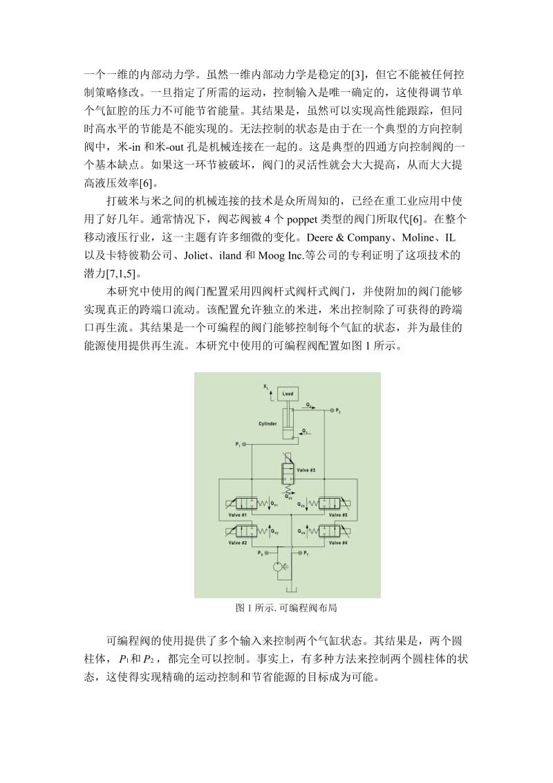 具有可编程阀的单杆液压缸的节能控制和改进的工作模式选择外文文献翻译、中英文翻译_第2页