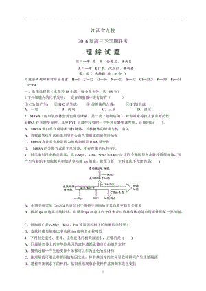 下學(xué)期江西省九校高三聯(lián)考理綜試題及答案.docx