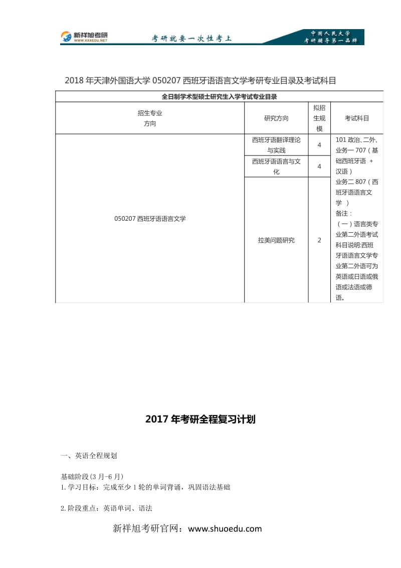 2018年天津外國(guó)語(yǔ)大學(xué)050207西班牙語(yǔ)語(yǔ)言文學(xué)考研專(zhuān)業(yè)目錄及考試科目.pdf_第1頁(yè)