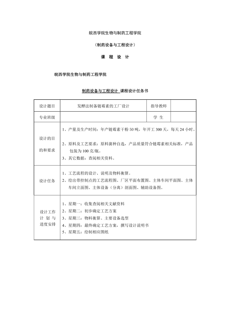 毕业设计发酵法制备链霉素的工厂设计.doc_第1页