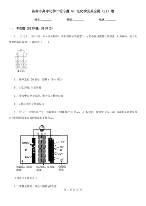 濟(jì)南市高考化學(xué)二輪專題 07 電化學(xué)及其應(yīng)用（II）卷