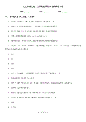 武汉市语文高二上学期化学期末考试试卷B卷（模拟）
