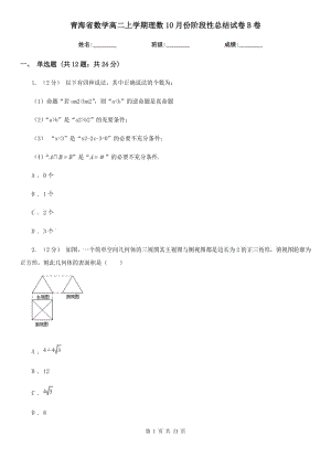 青海省数学高二上学期理数10月份阶段性总结试卷B卷