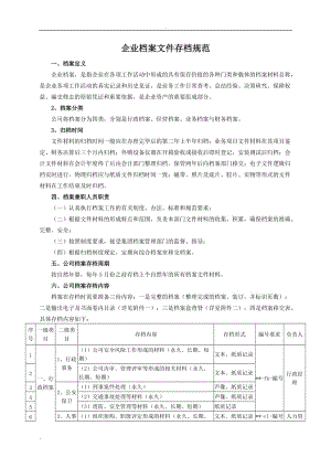 企業(yè)檔案文件存檔規(guī)范