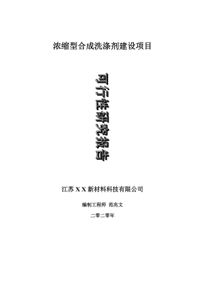 濃縮型合成洗滌劑建設(shè)項(xiàng)目可行性研究報(bào)告-可修改模板案例