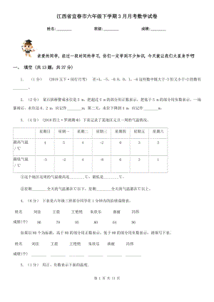 江西省宜春市六年级下学期3月月考数学试卷