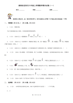 湖南省岳阳市六年级上学期数学期末试卷（一）