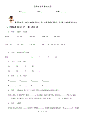 小升初語(yǔ)文考試試卷