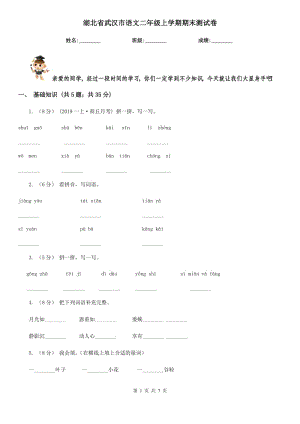 湖北省武漢市語文二年級上學(xué)期期末測試卷